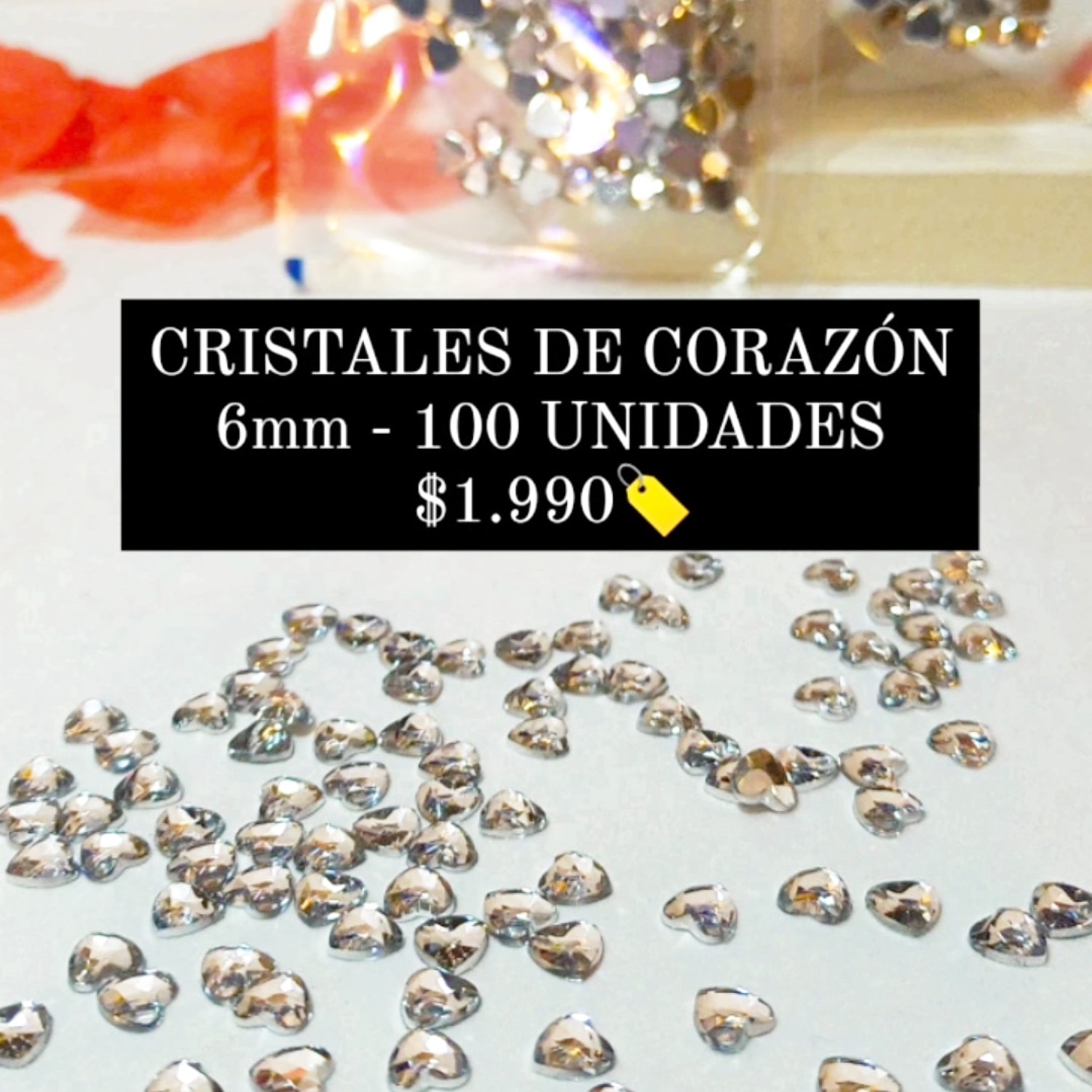 Diamante Corazón 6mm Transparente