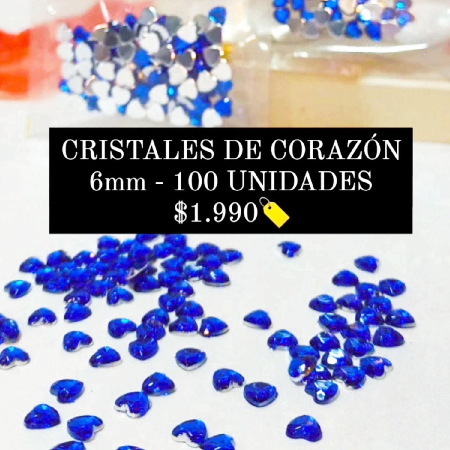 Diamante Corazón 6mm Azul
