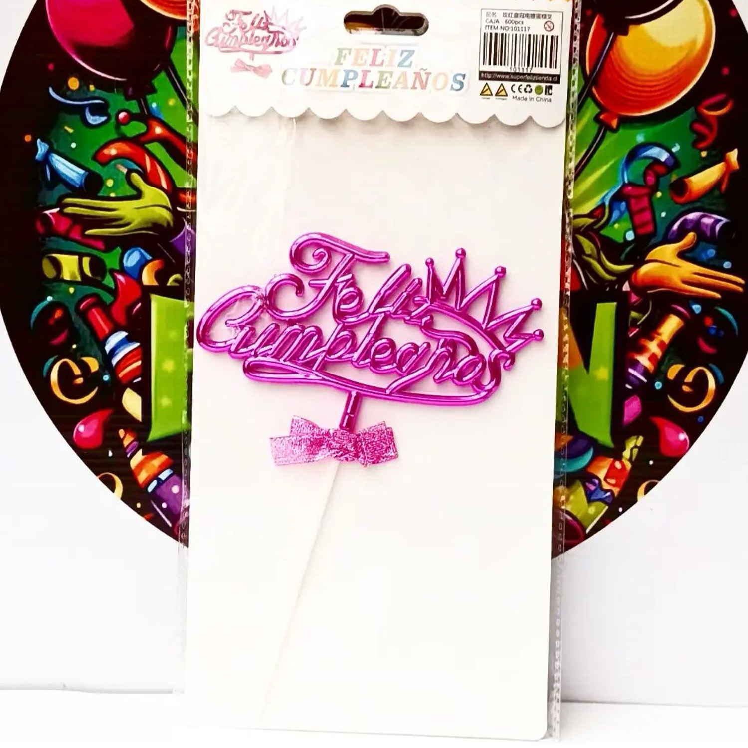 Topper Feliz Cumpleaños Fucsia