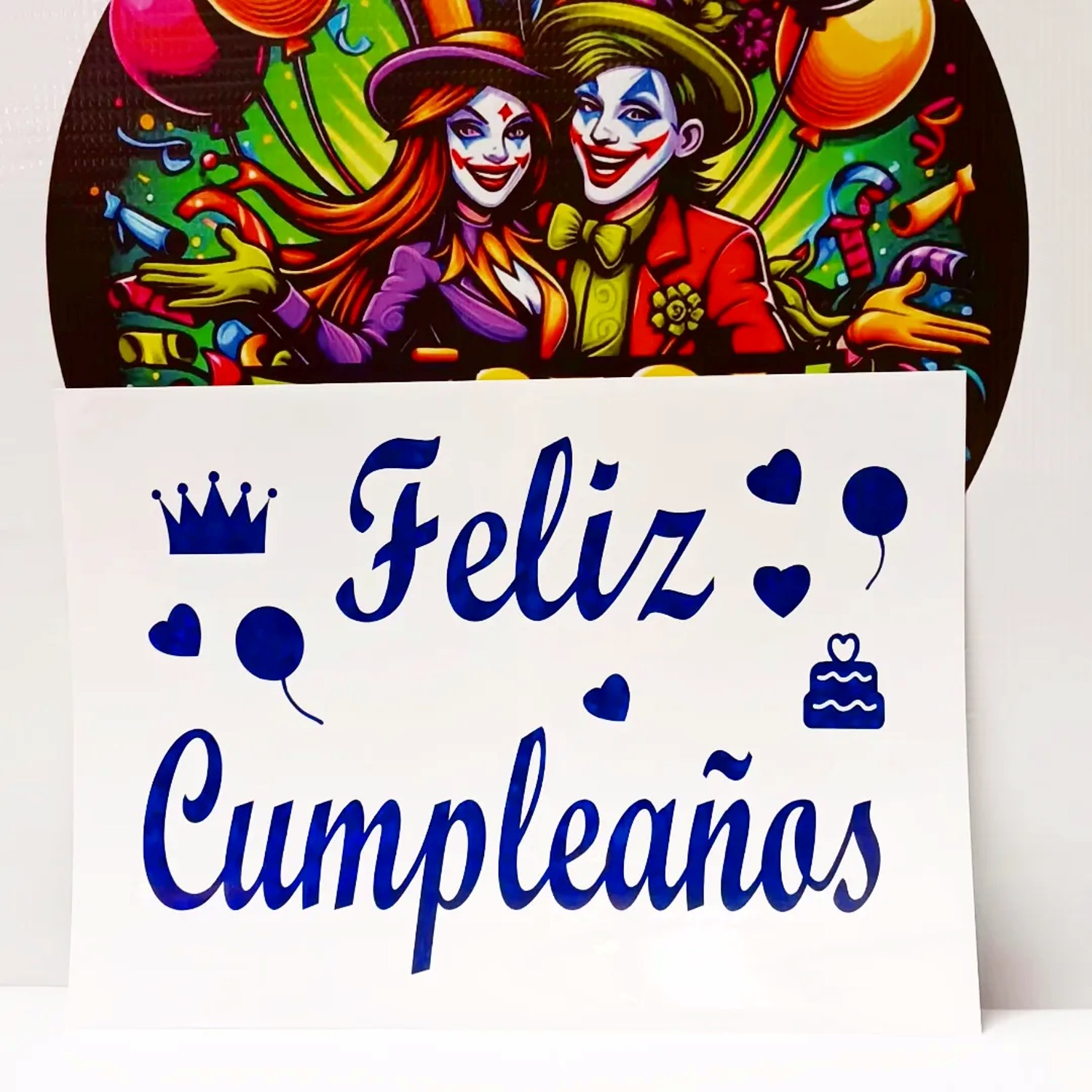 Vinilos Feliz Cumpleaños Grande  Azul 12 unidades