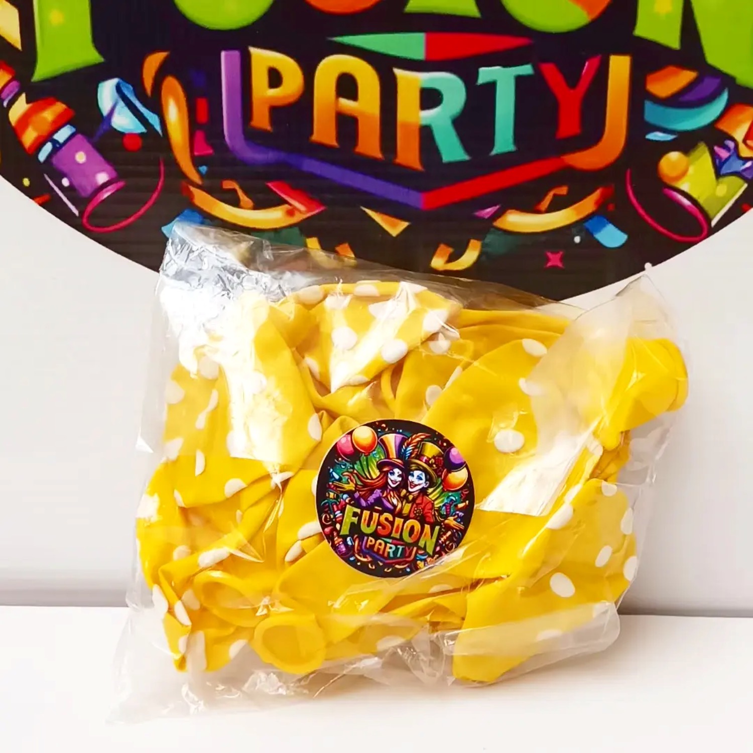 Globo Latex R12 Polka Amarillo 12 UNIDADES