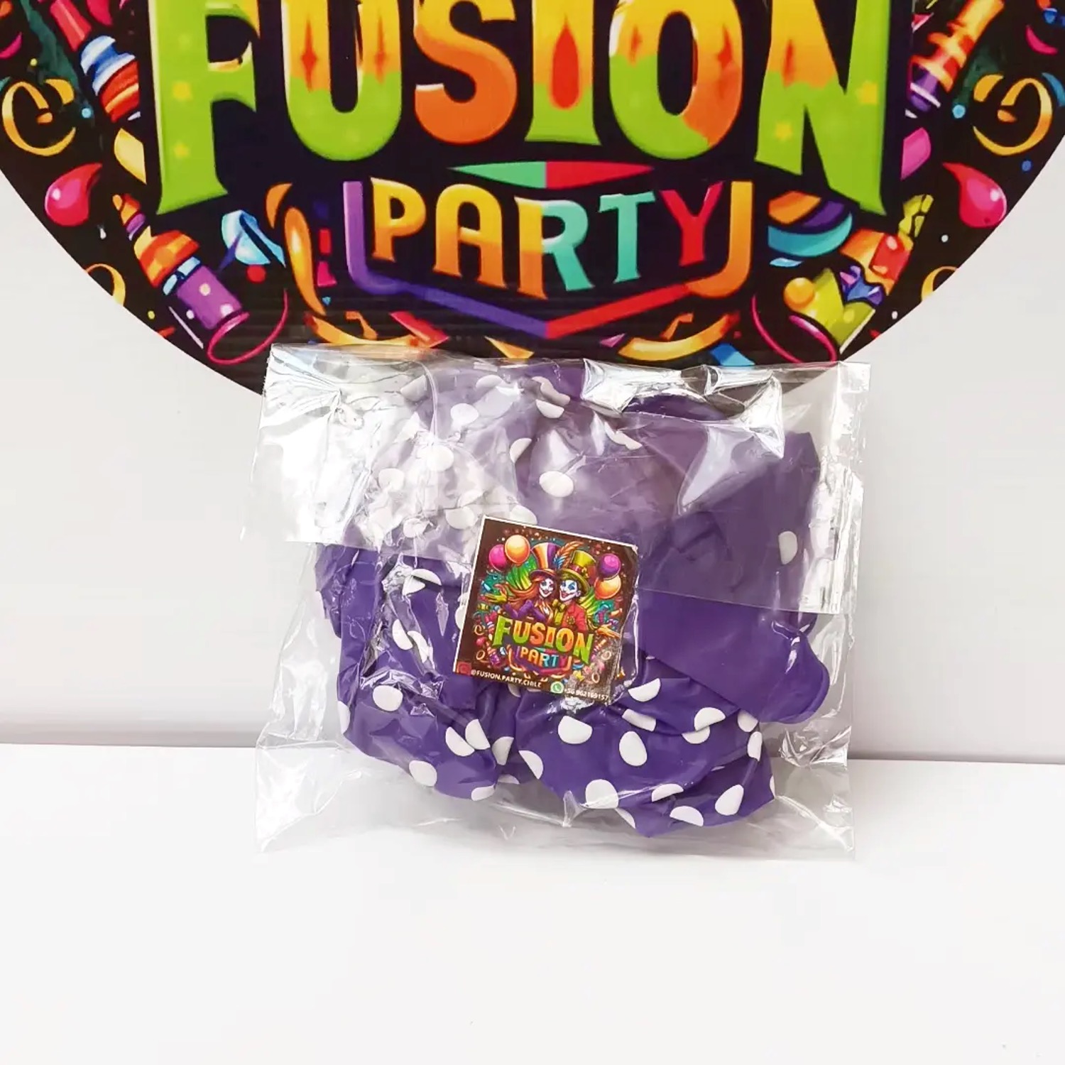 Globo Latex R12 Polka Morado 12 UNIDADES