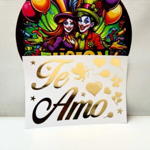 Vinilo Te Amo Grande Dorado 12 Unidades