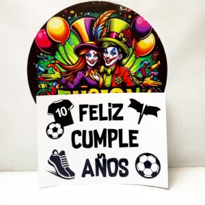 Vinilo Feliz Cumpleaños Fútbol Grande Negro 12 Unidades