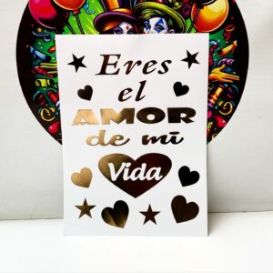 Vinilo Eres el Amor de mi Vida Grande Dorado 12 Unidades