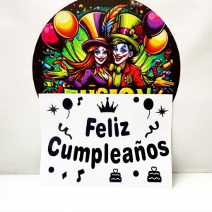 Vinilo Feliz Cumpleaños Grande Negro 12 Unidades
