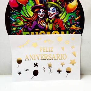 Vinilo Feliz Aniversario Grande Dorado 12 Unidades