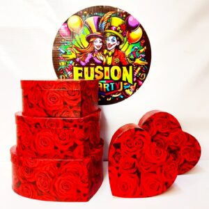 Set 5 Cajas Corazón Diseño Rosas Rojo