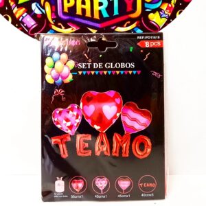 SET GLOBOS METALICOS TE AMO 1 UNIDAD