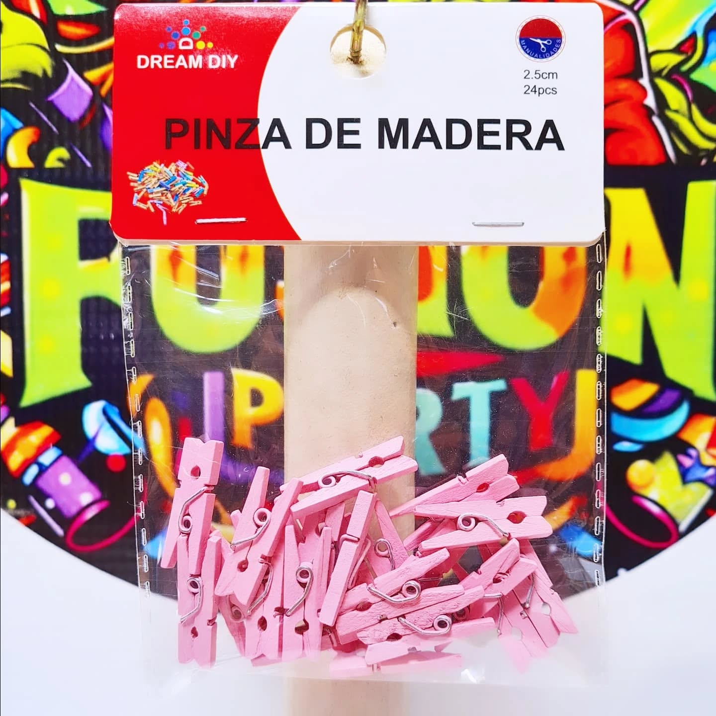 Pinzas Madera Rosa 24 Unidades