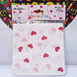 SERVILLETA CORAZONES 33x33cm 20pcs