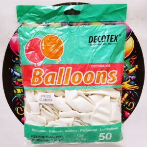 GLOBO LATEX R12 BLANCO 50unidades
