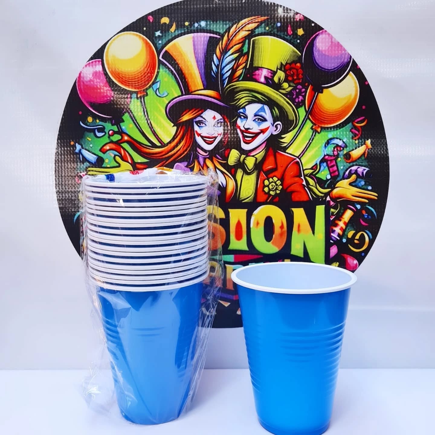 VASO PLASTICO AZUL GRANDE 20u