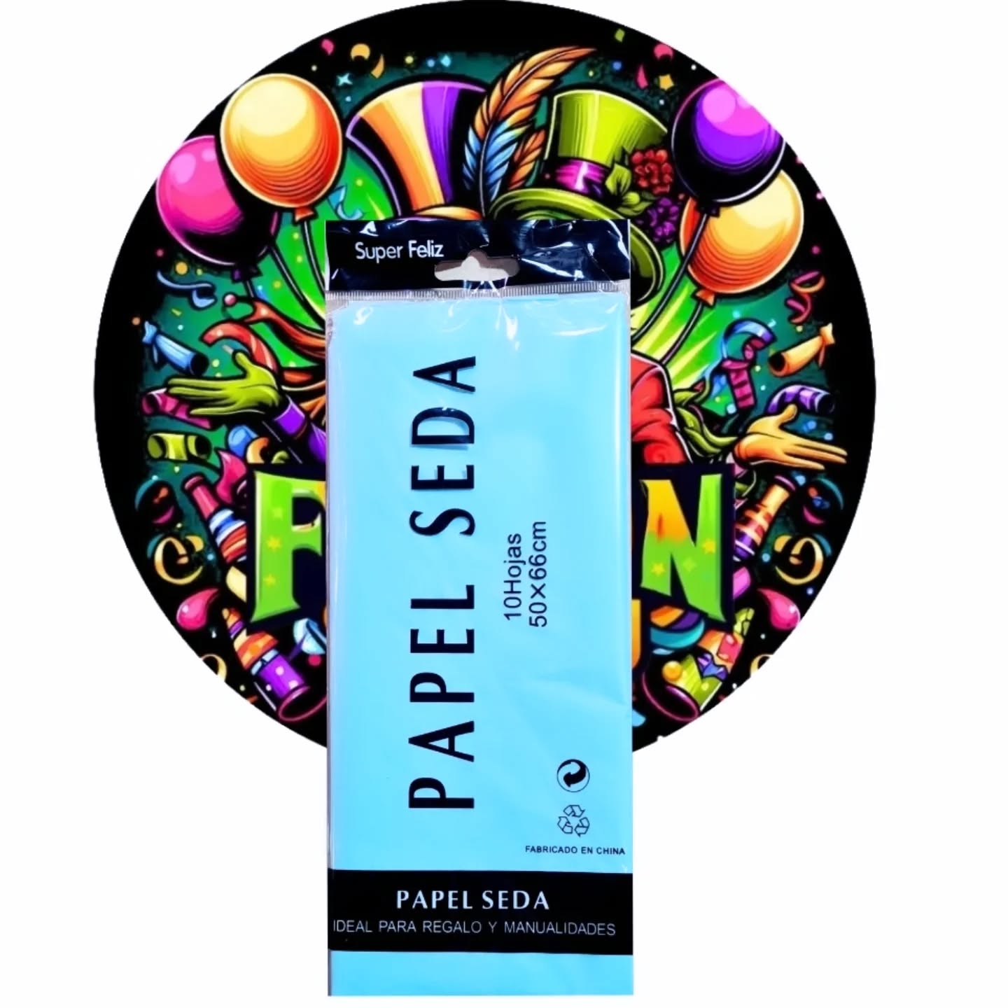 PAPEL DE SEDA CELESTE 10 HOJAS 50X66CM