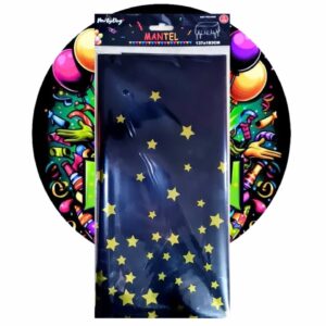 MANTEL NEGRO ESTRELLAS 137X183CM