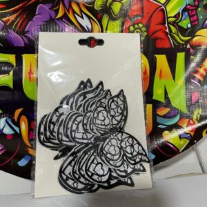 Mariposa doble plateadas bordes negros